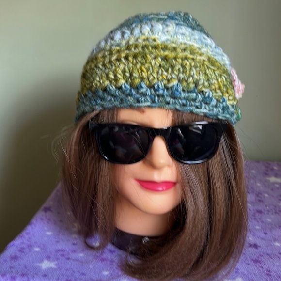 Crochet newsboy medium rose hat soft acrylic yarn new beautiful - Picture 12 of 13